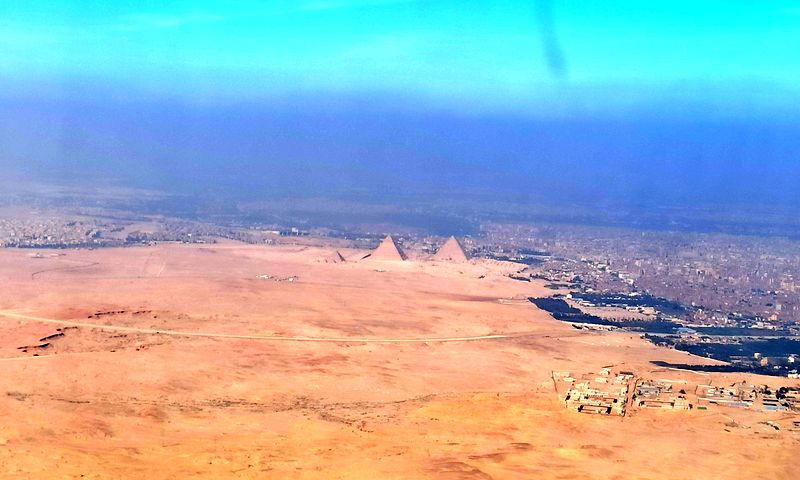 Egypt pyramids from the airplane window
