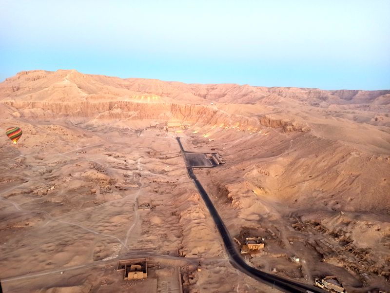 Egypt hot air balloon Luxor with view of Queen Hatshepsut Temple