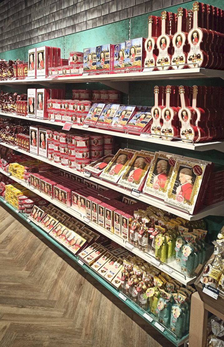 candies and chocolate with the image of Mozart, Vienna, Austria