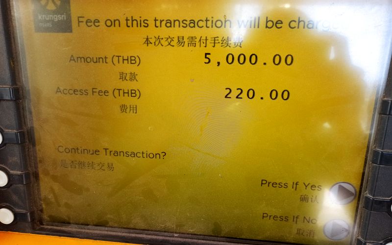 ATM fee in Thailand